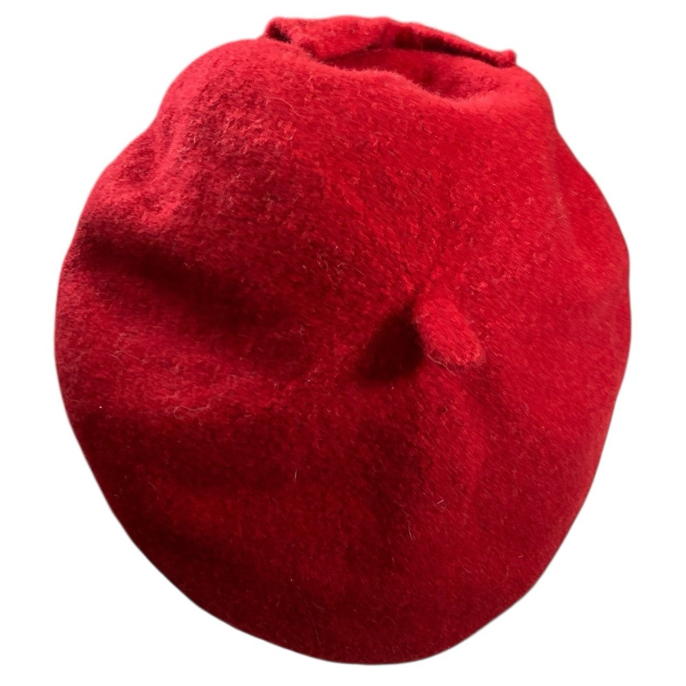 French Bow Beret Hat Wool Womens OS Red Classic Chic Artist Parisian Feminine - Picture 5 of 11